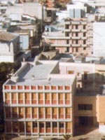 Contemporary buildings.